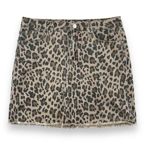 Kensie Jeans Animal- Print Cut-Off Skirt Sz 6 - Picture 2 of 12